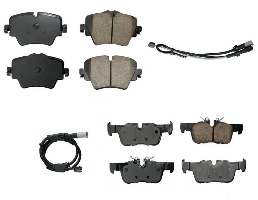 BMW Mini Disc Brake Pad Set Kit - Front and Rear (Ceramic) (EURO) 34216860403 - Akebono Euro Ultra-Premium 4096971KIT